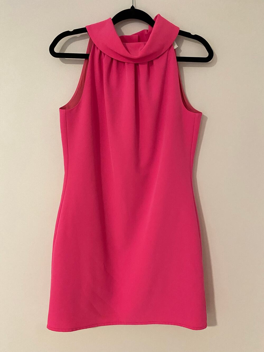 STS Sail to Sable Hot Pink Cowl High Neck Sleeveless Dress Button back EUC XS